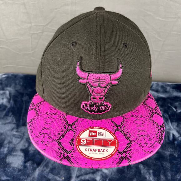 Chicago Bulls Hat Snakeskin Style New Era 9Fifty Strapback Hardwood Classics NBA - Picture 14 of 14